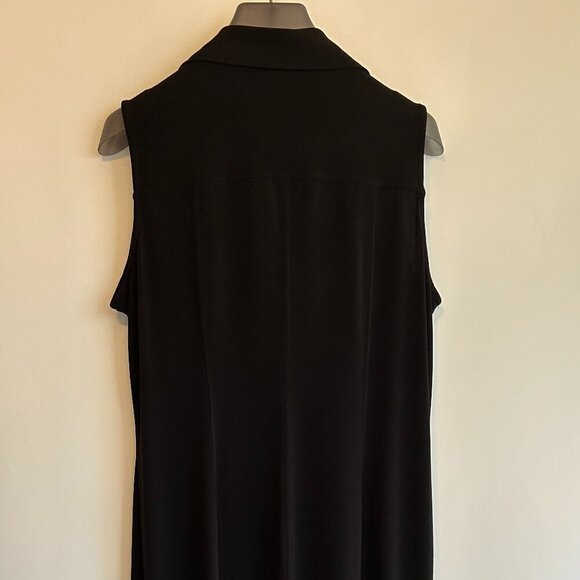 Chico's Maxi Dress Size Women's 8/10 Large Black with Gold Snap Slit Sleeveless - Picture 4 of 4